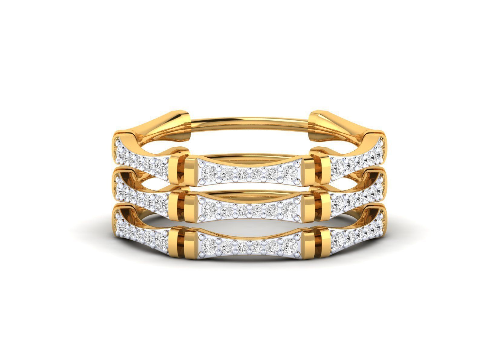 Ring - 1 rose gold with diamonds 3D print model_22