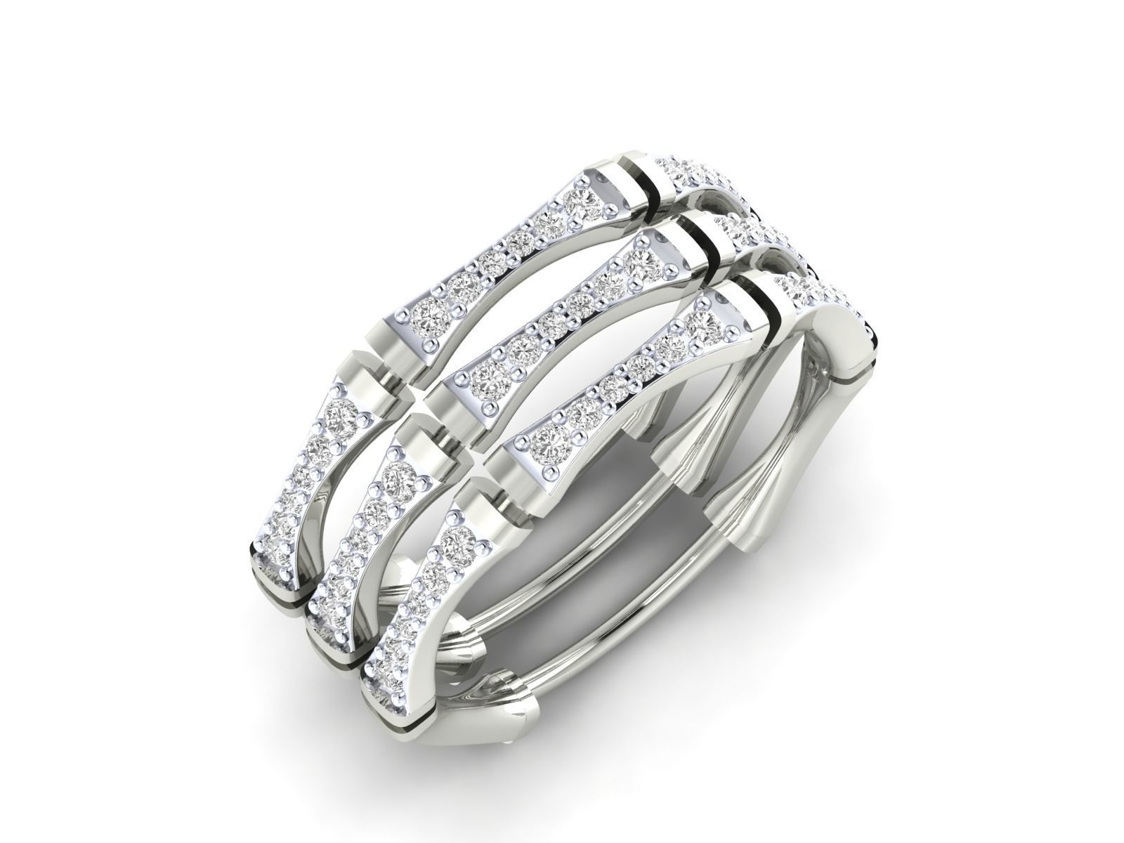 Ring - 1 rose gold with diamonds 3D print model_9