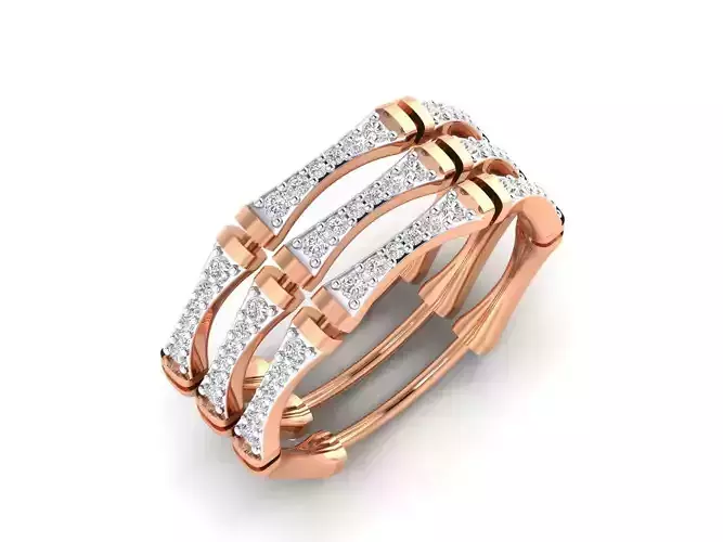 Ring - 1 rose gold with diamonds 3D print model