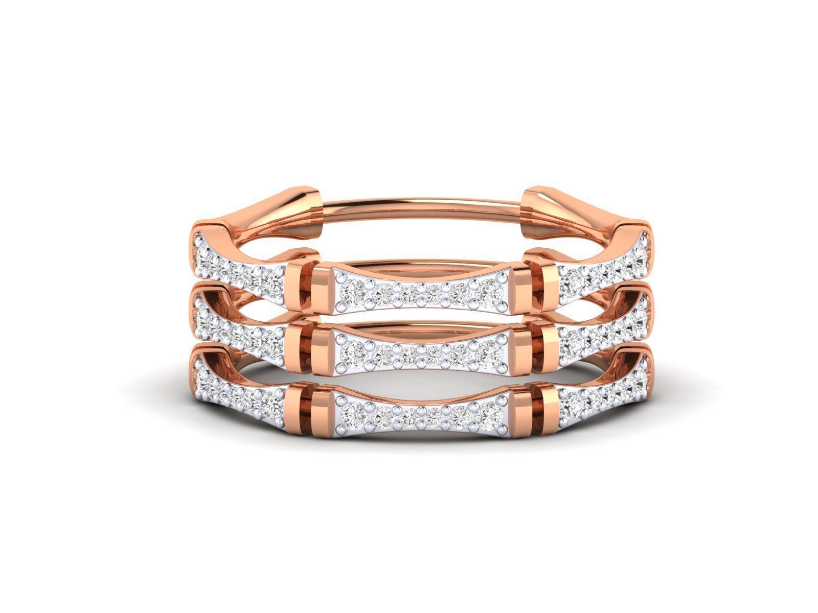 Ring - 1 rose gold with diamonds 3D print model_6