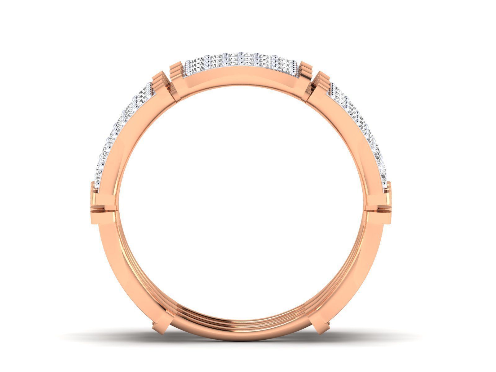 Ring - 1 rose gold with diamonds 3D print model_2