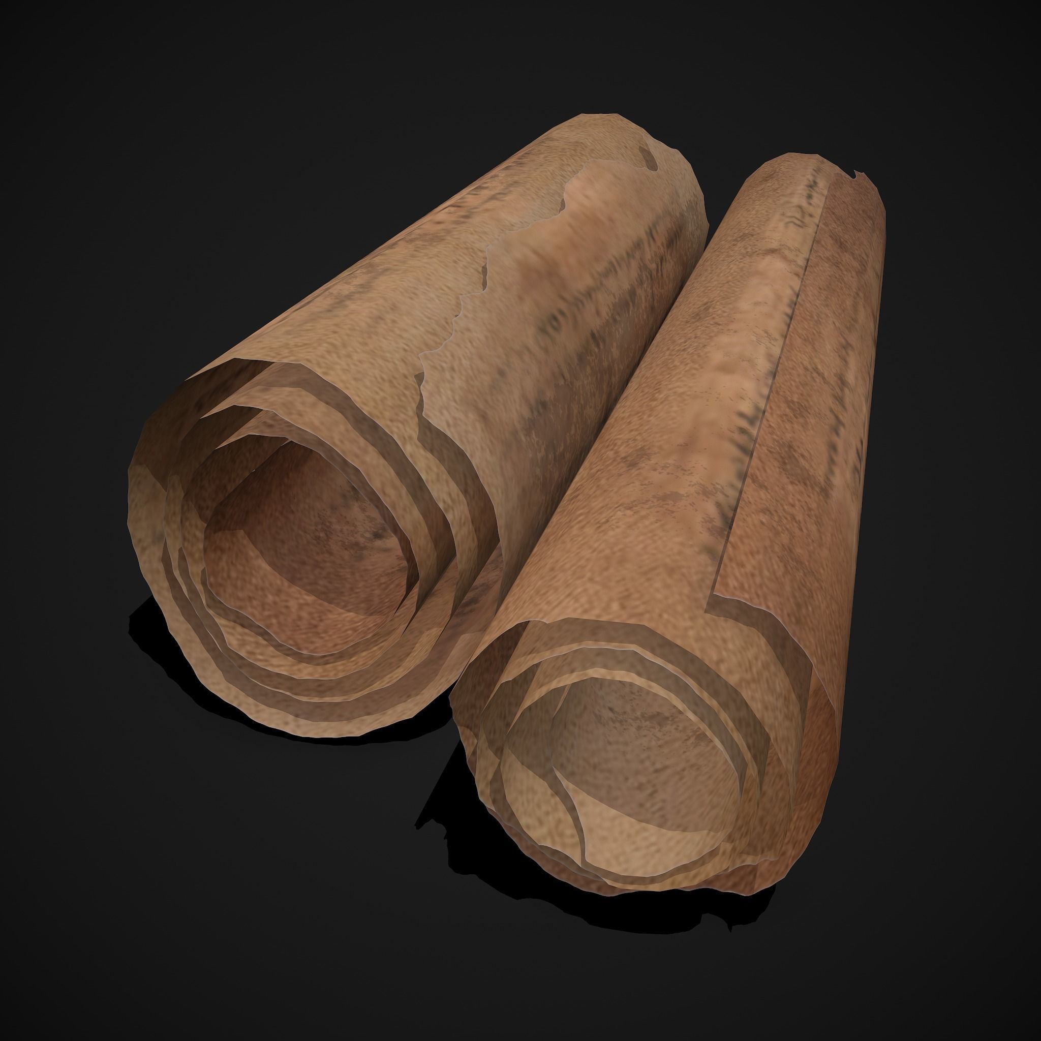 Scrolls Two Faded Low-poly 3D model_2