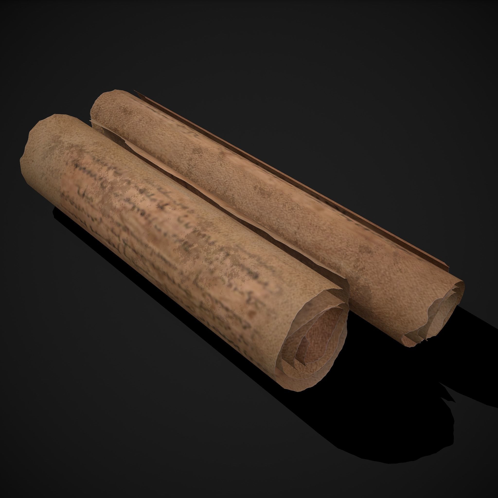 Scrolls Two Faded Low-poly 3D model_6