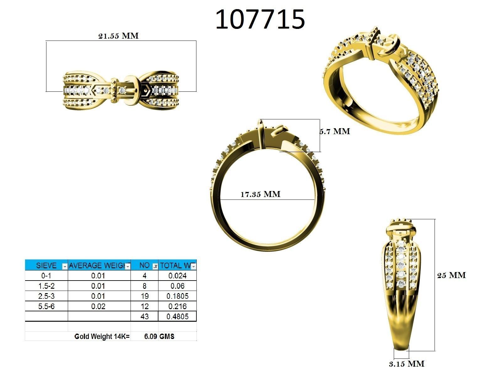 Belt Buckle Ring- 107715 3D print model_12