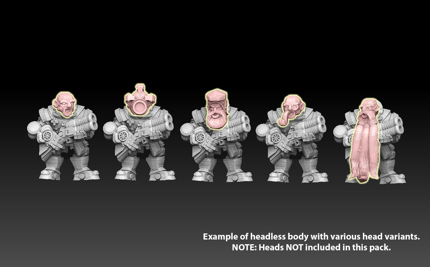 Headless 28mm Space Dwarf Megapack 3D print model_3