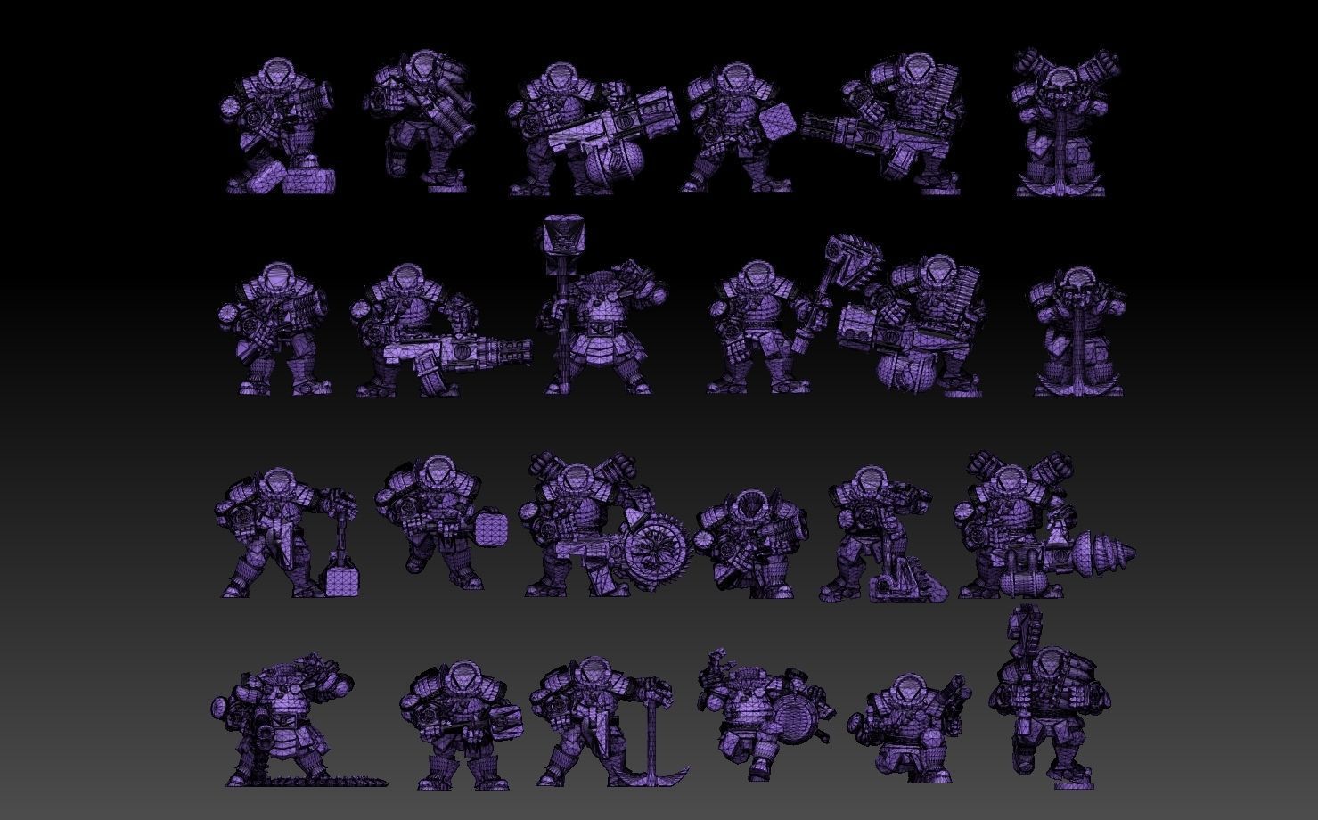 Headless 28mm Space Dwarf Megapack 3D print model_6