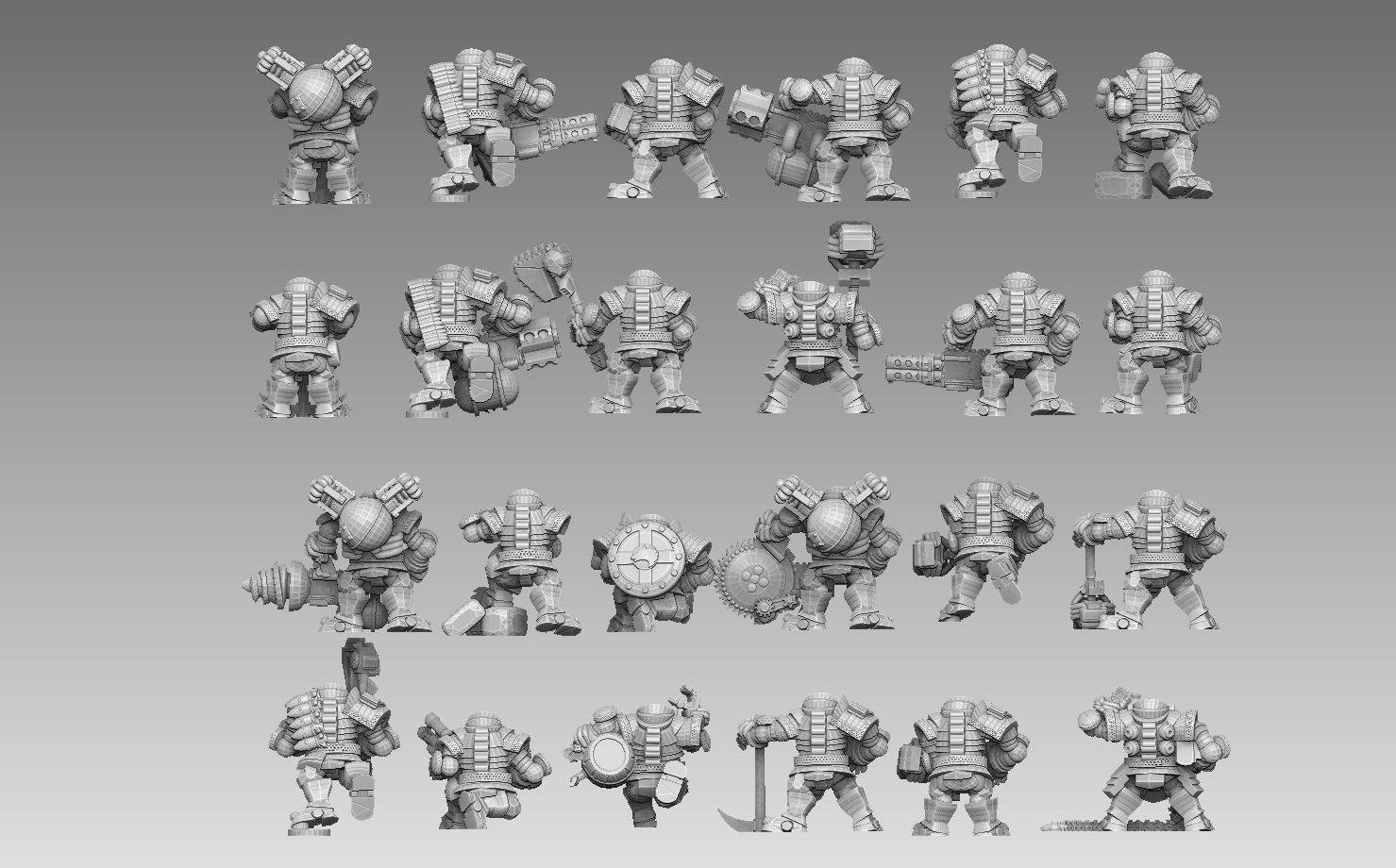 Headless 28mm Space Dwarf Megapack 3D print model_4