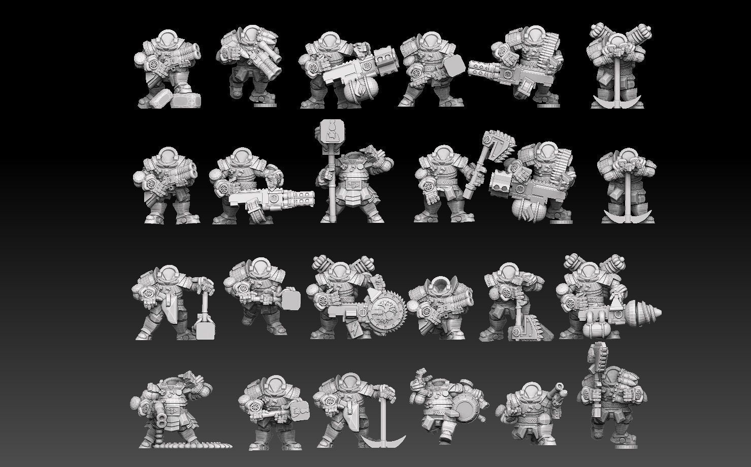 Headless 28mm Space Dwarf Megapack 3D print model_1