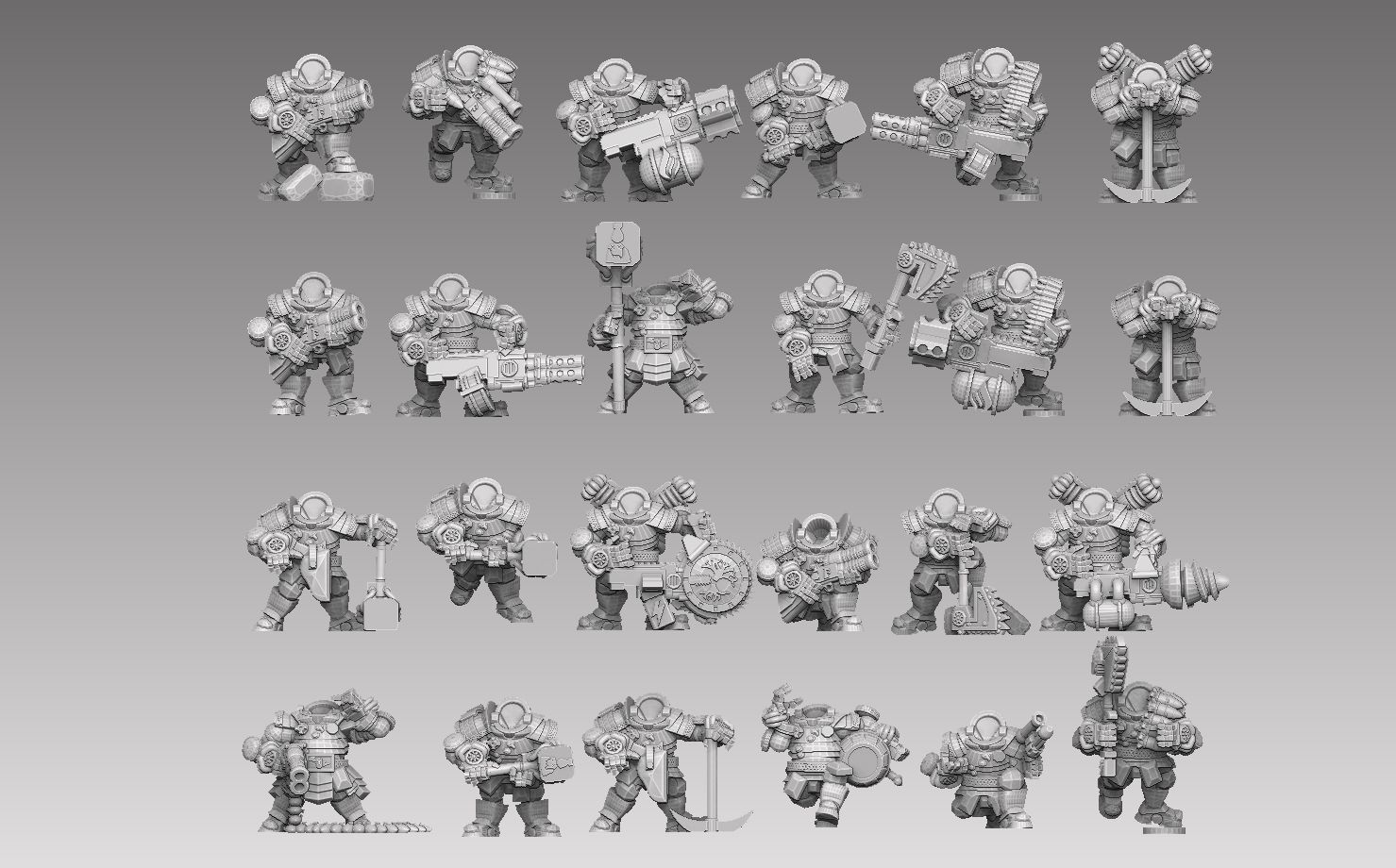 Headless 28mm Space Dwarf Megapack 3D print model_5
