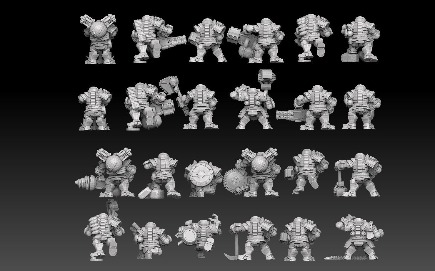 Headless 28mm Space Dwarf Megapack 3D print model_2