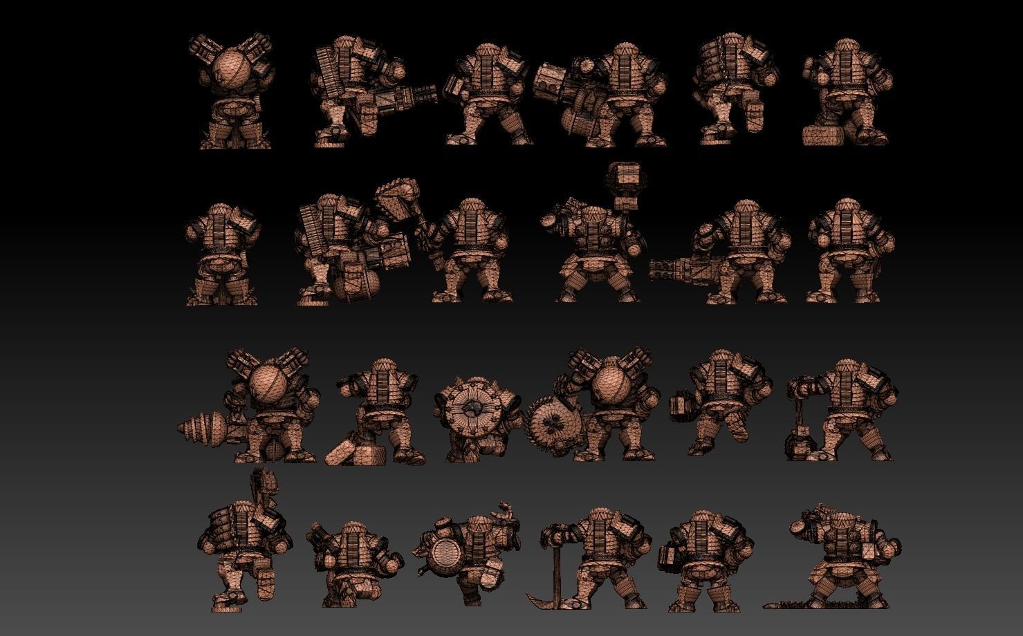 Headless 28mm Space Dwarf Megapack 3D print model_8