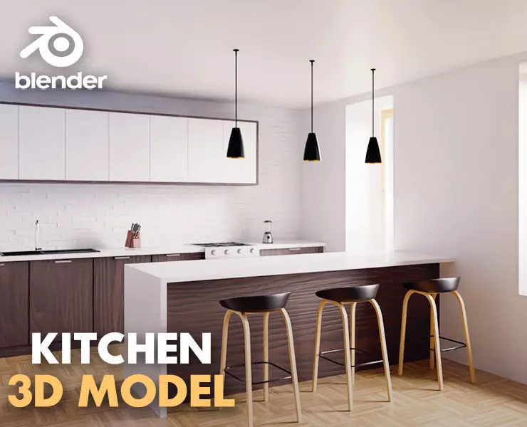 minimalist modern kitchen 3D model_0