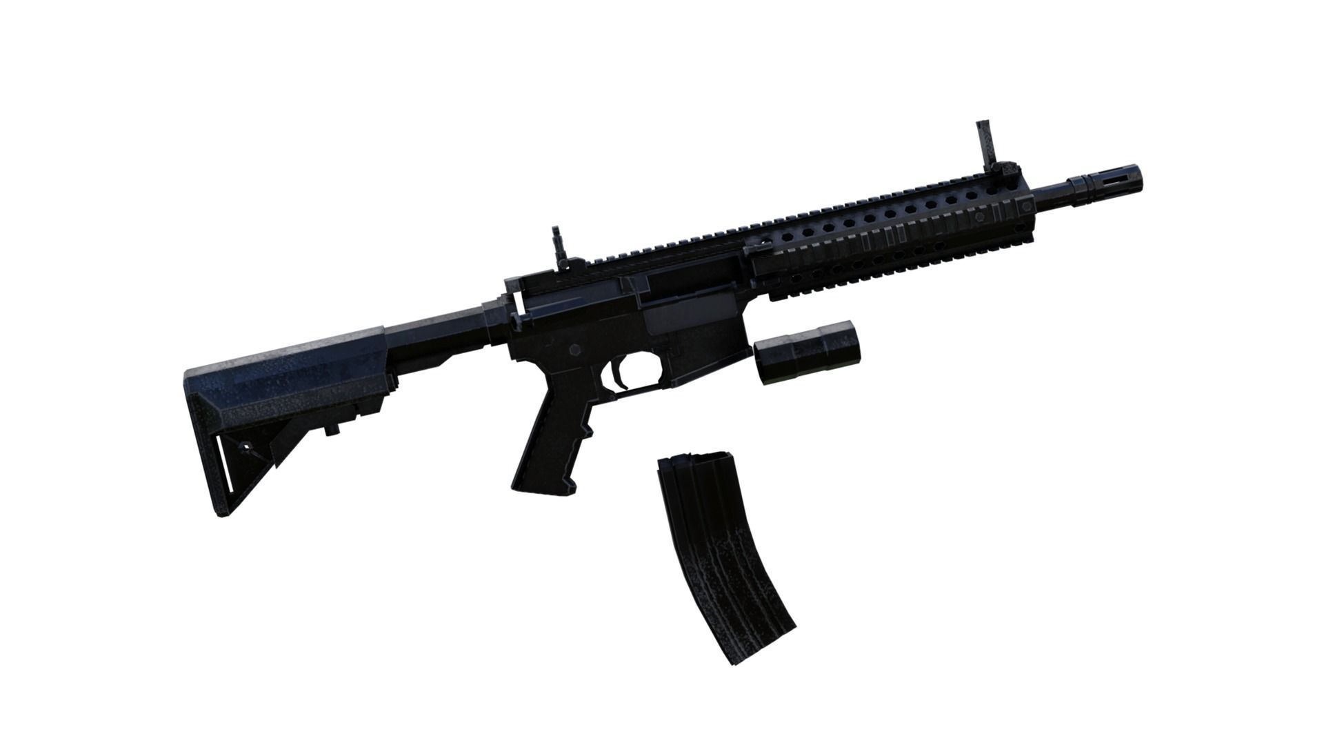 M4A1 Carbine Low-poly 3D model_9