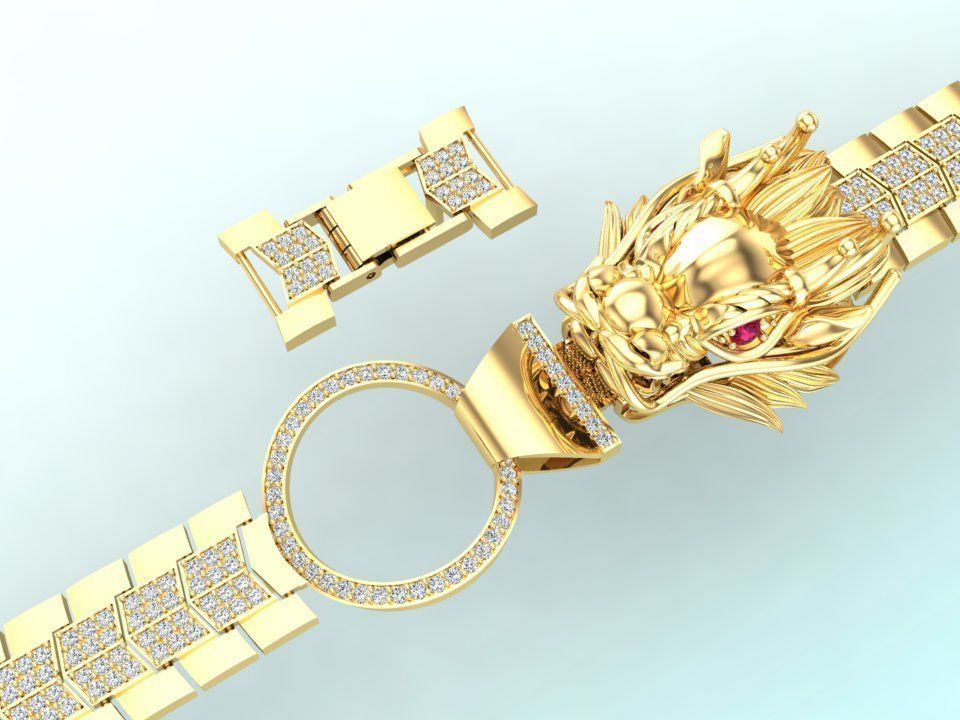 Dragon bracelet - Mens dragon bracelet - Chain bracelets - N1009 3D print model_3