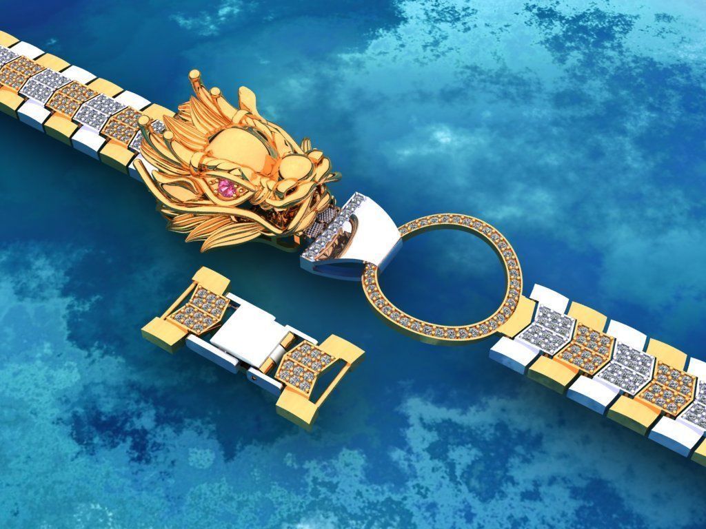 Dragon bracelet - Mens dragon bracelet - Chain bracelets - N1009 3D print model_11