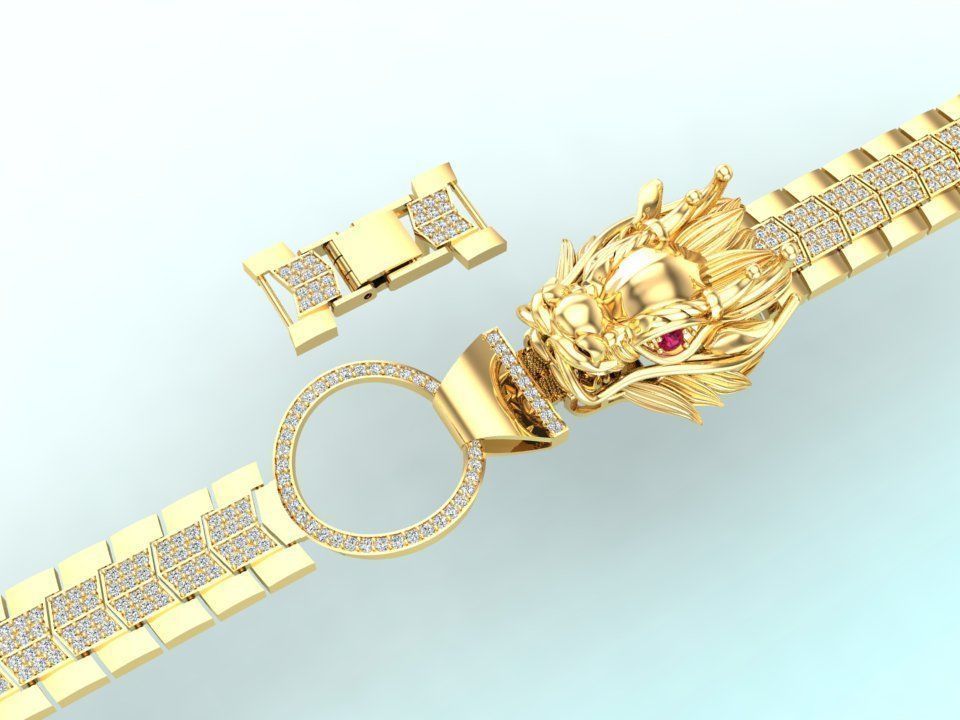 Dragon bracelet - Mens dragon bracelet - Chain bracelets - N1009 3D print model_12