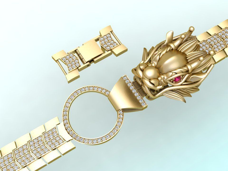 Dragon bracelet - Mens dragon bracelet - Chain bracelets - N1009 3D print model_1