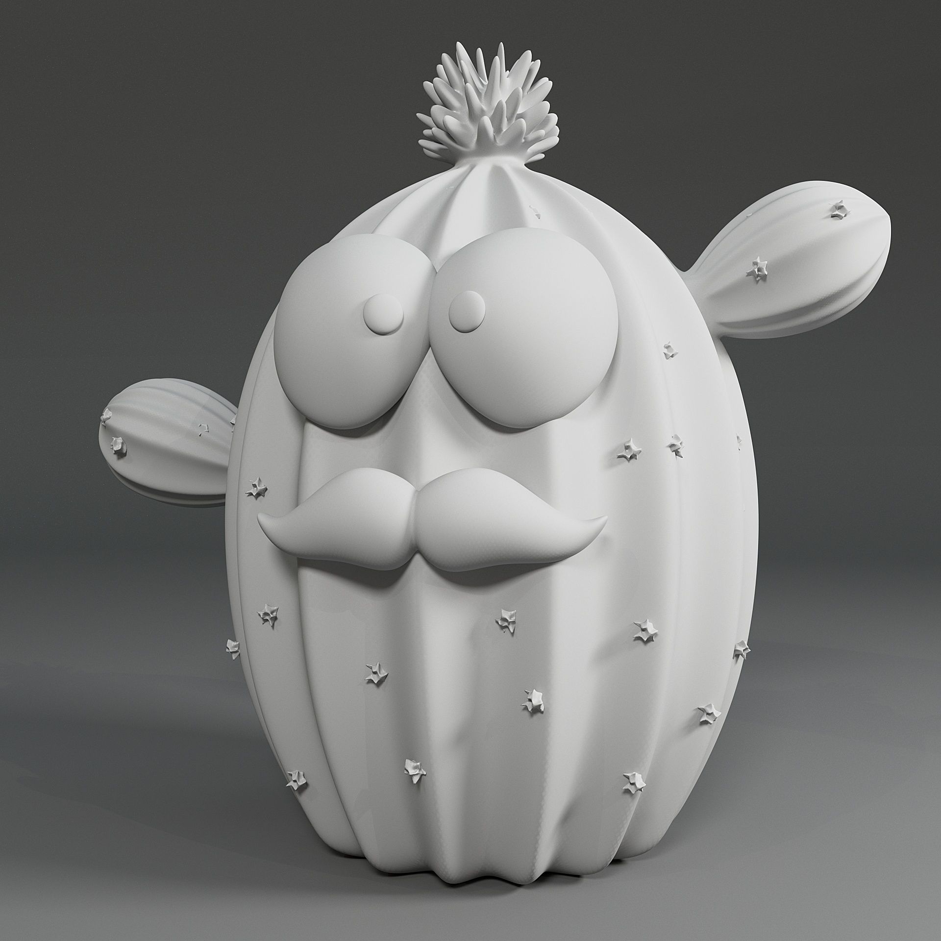 Cactus plant living in a pot 3D print model_3