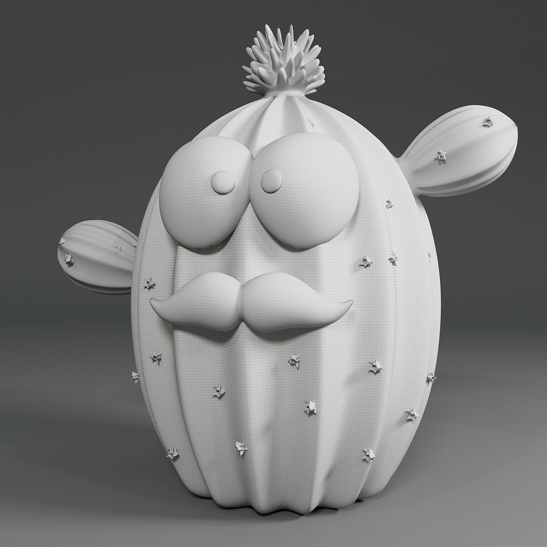 Cactus plant living in a pot 3D print model_2