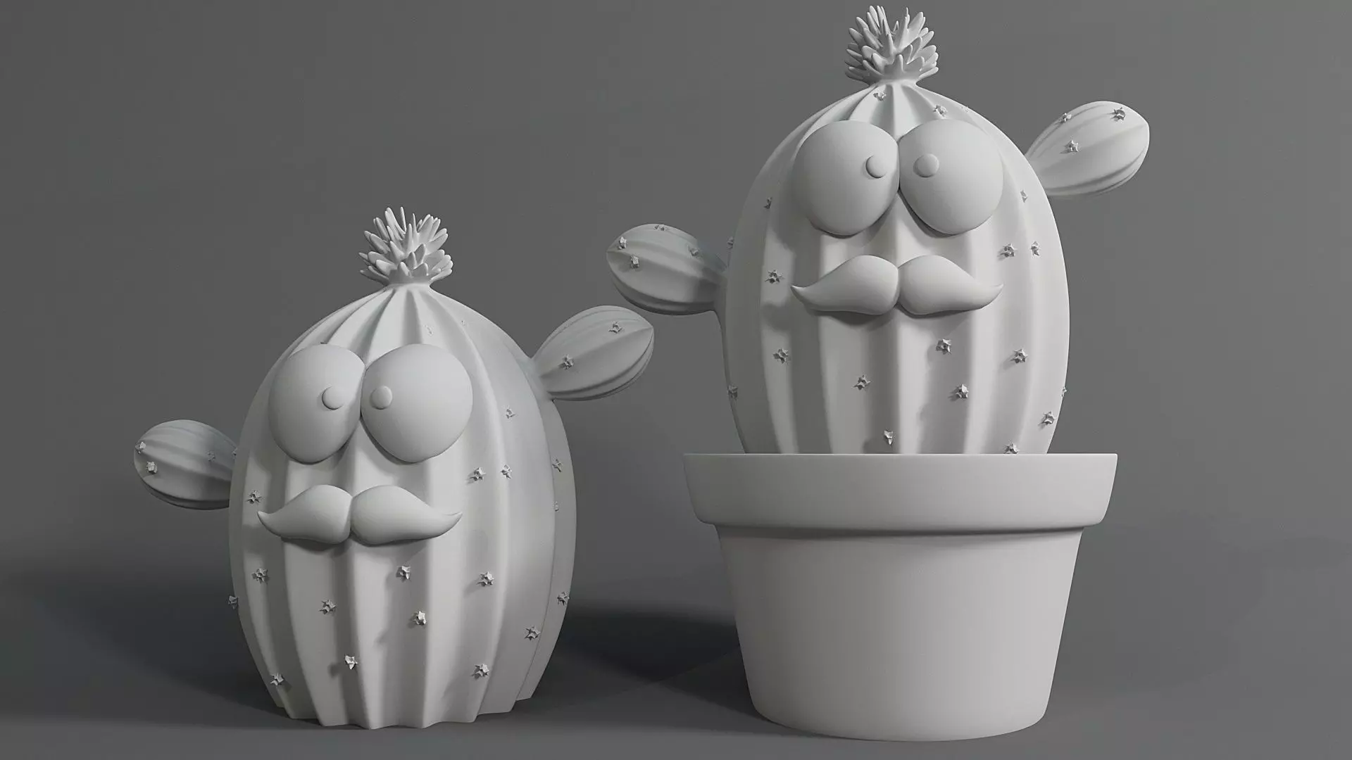 Cactus plant living in a pot 3D print model_0