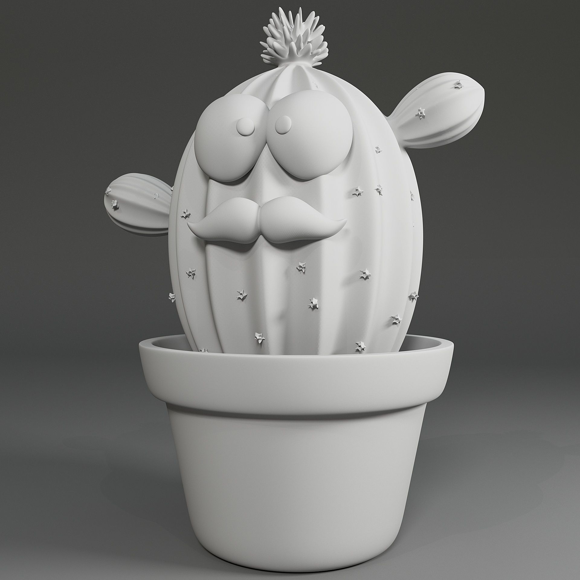 Cactus plant living in a pot 3D print model_4