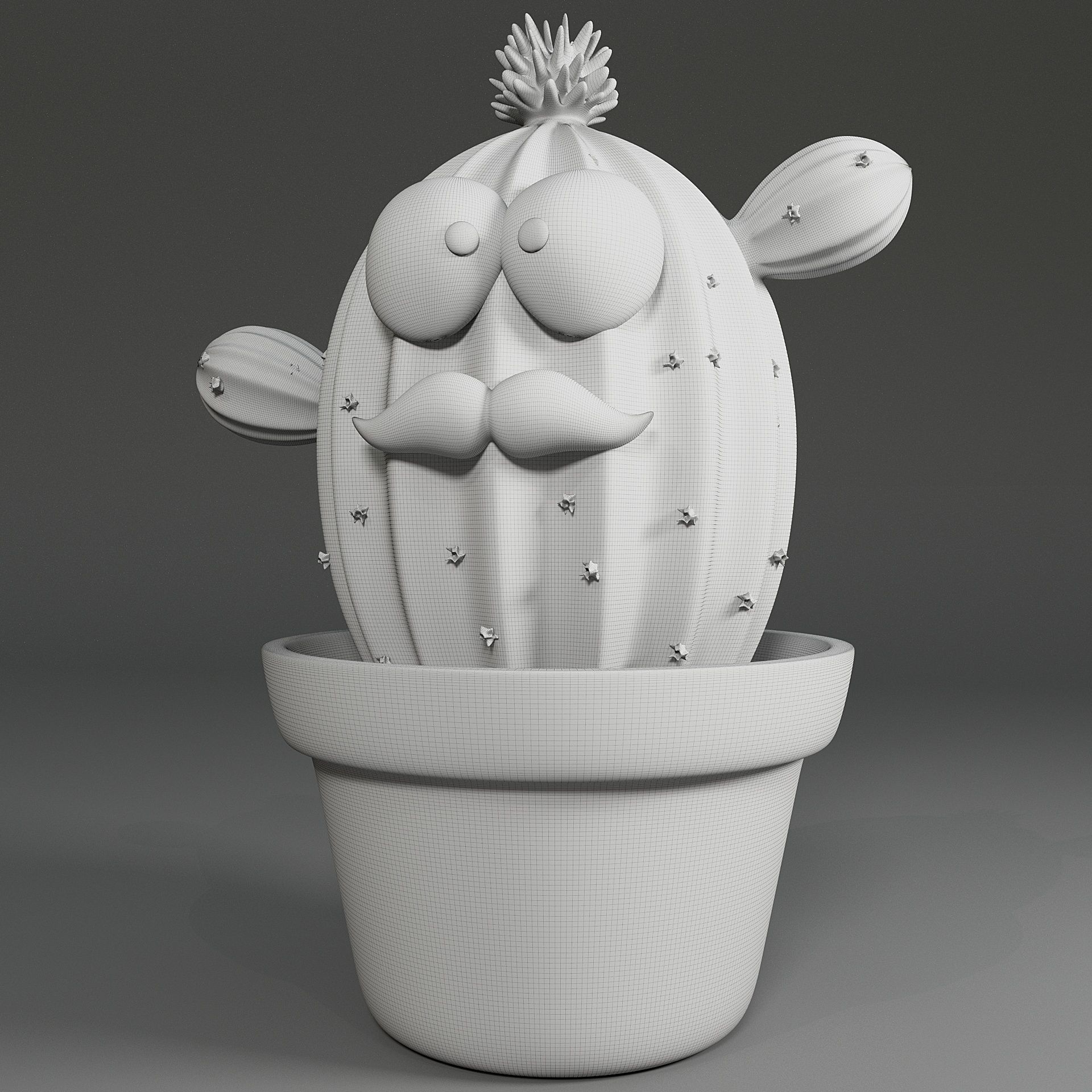 Cactus plant living in a pot 3D print model_5