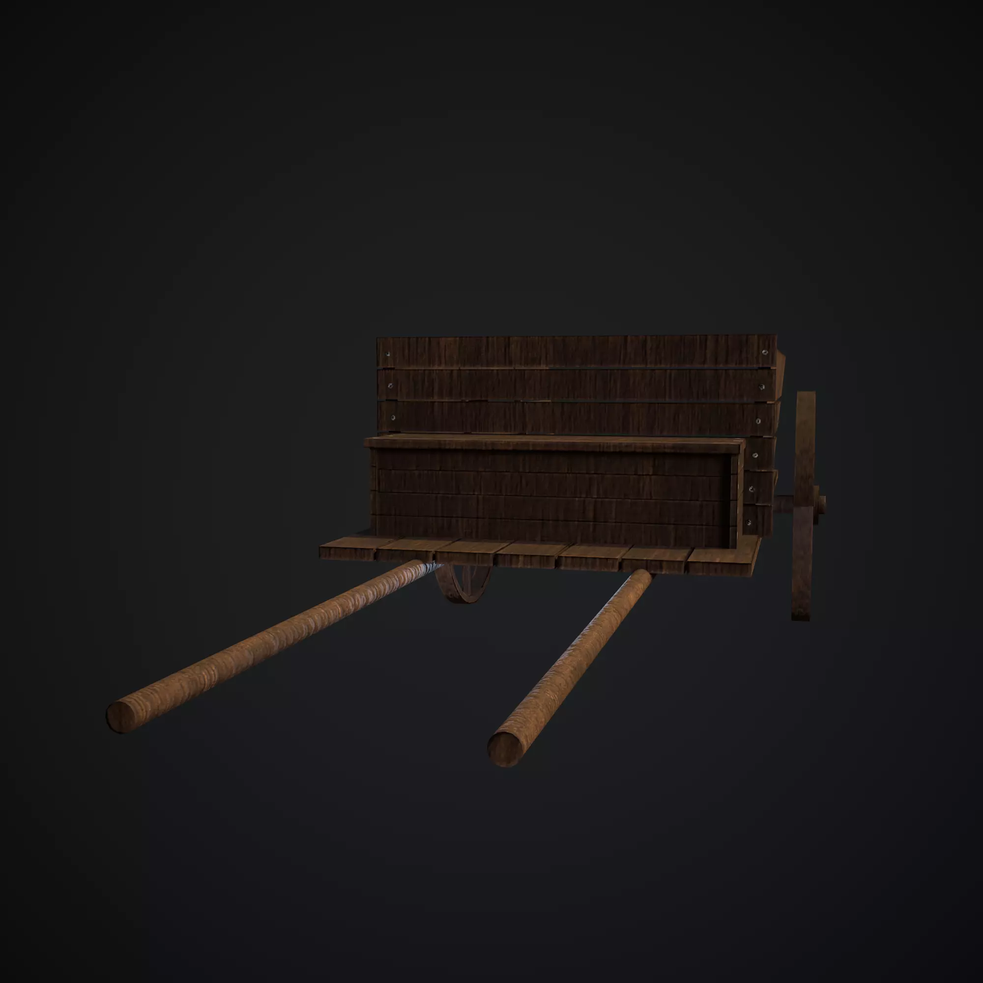  Medieval wood cart Low-poly 3D model_0