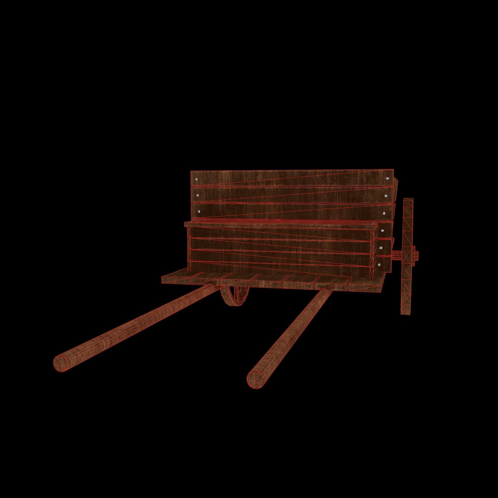  Medieval wood cart Low-poly 3D model_2