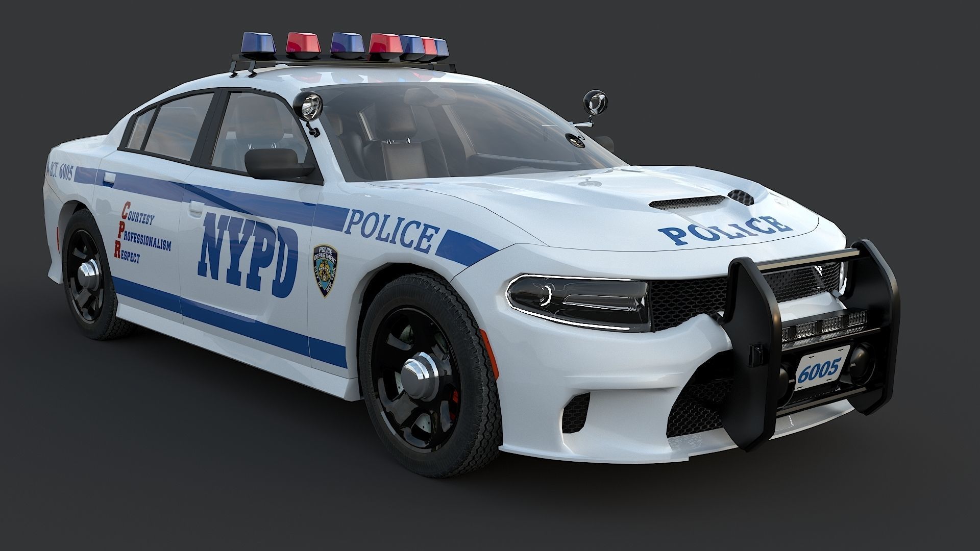 Four police cars of the Dodge Charger SRT and Hellcat brand 3D Model Collection_58
