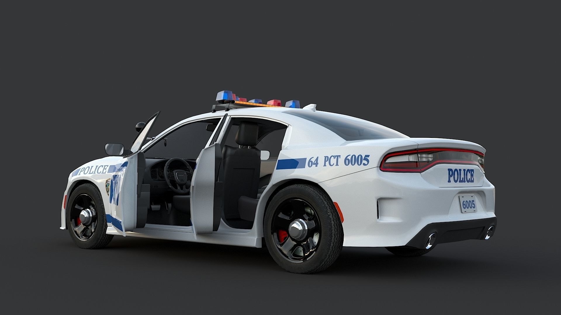 Four police cars of the Dodge Charger SRT and Hellcat brand 3D Model Collection_60