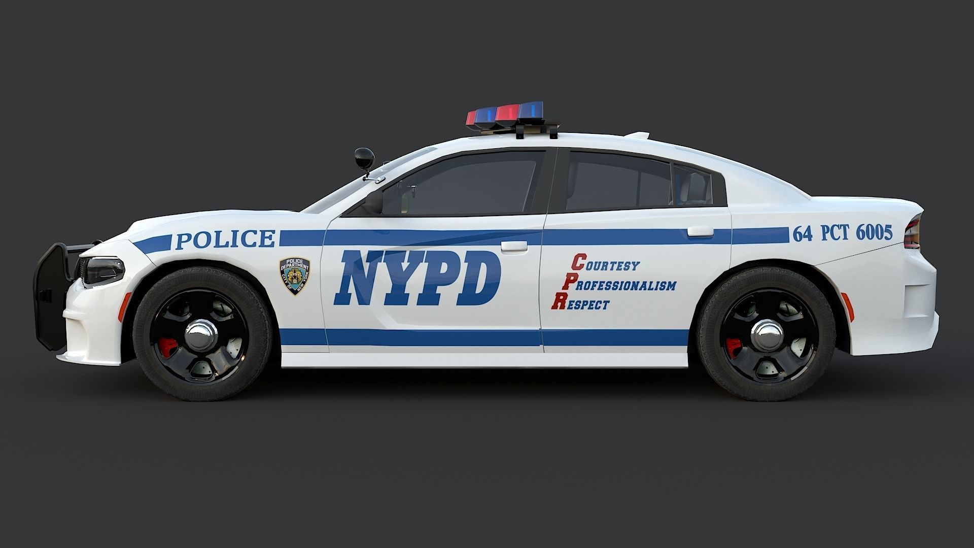 Four police cars of the Dodge Charger SRT and Hellcat brand 3D Model Collection_59