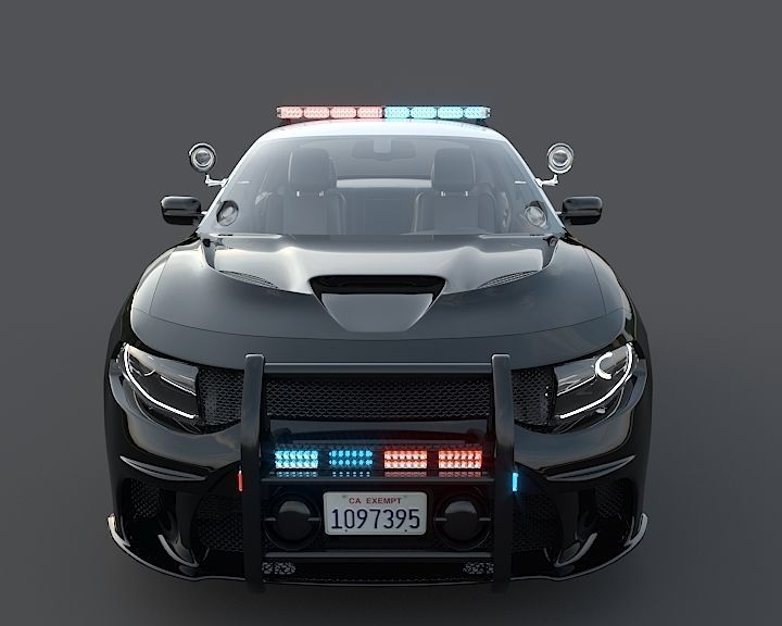 Four police cars of the Dodge Charger SRT and Hellcat brand 3D Model Collection_35