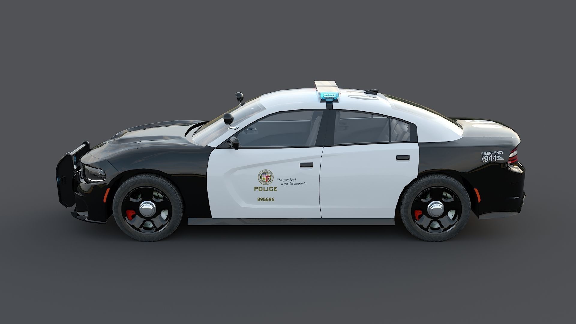 Four police cars of the Dodge Charger SRT and Hellcat brand 3D Model Collection_36