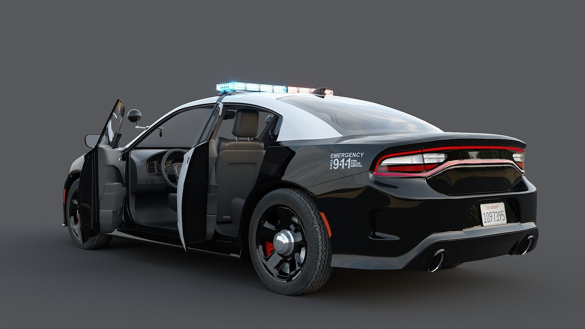 Four police cars of the Dodge Charger SRT and Hellcat brand 3D Model Collection_39