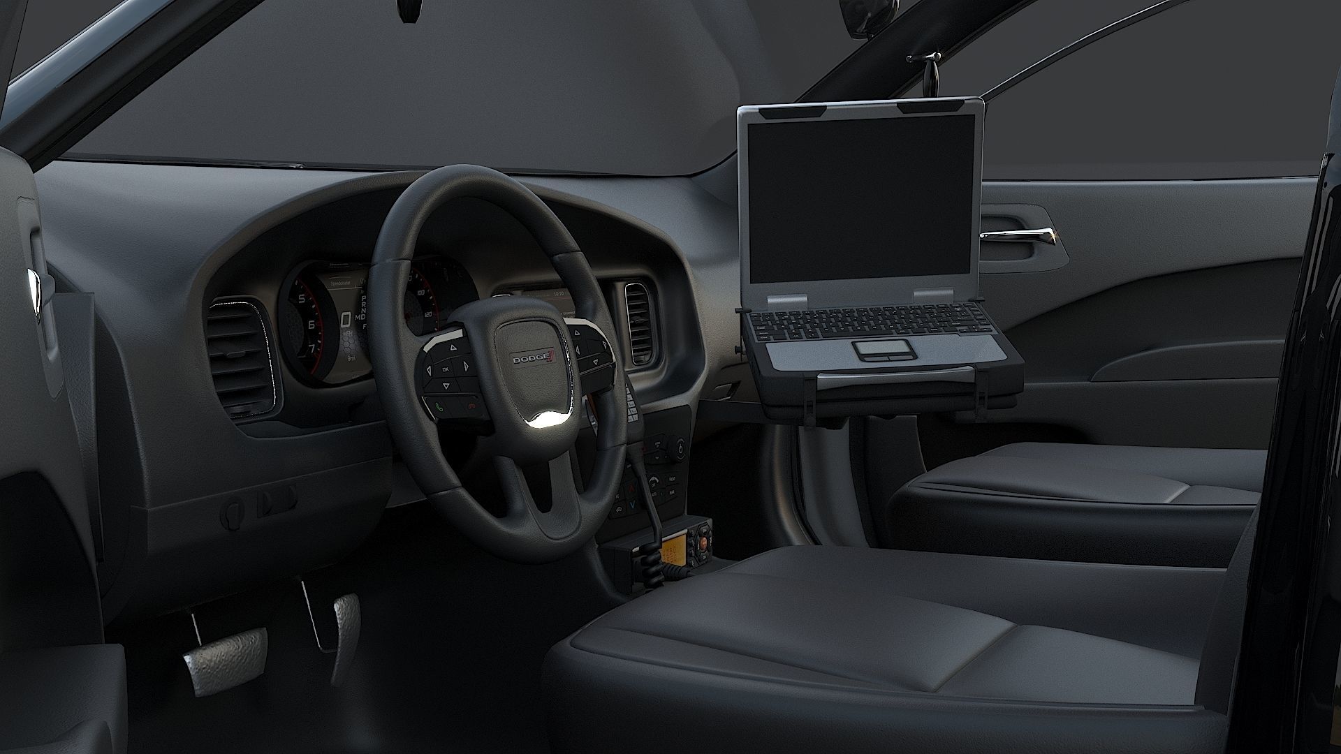 Four police cars of the Dodge Charger SRT and Hellcat brand 3D Model Collection_19