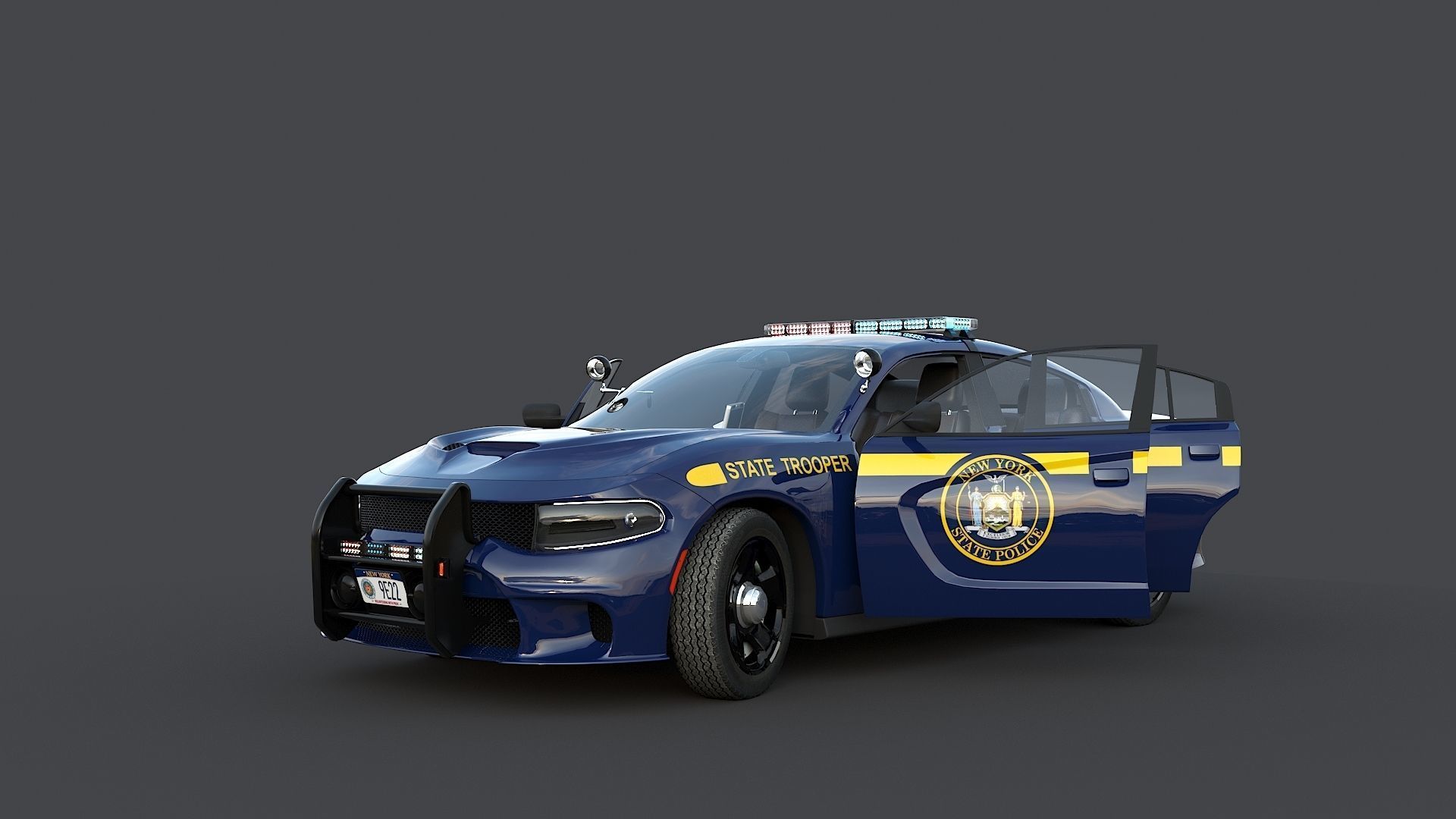 Four police cars of the Dodge Charger SRT and Hellcat brand 3D Model Collection_75
