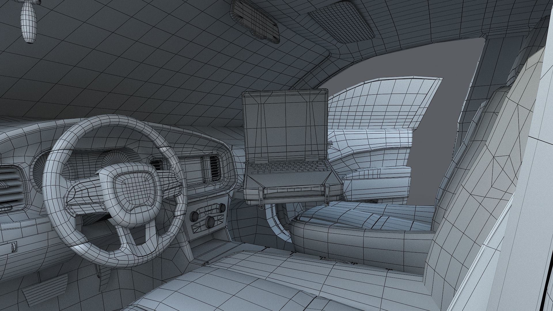 Four police cars of the Dodge Charger SRT and Hellcat brand 3D Model Collection_97