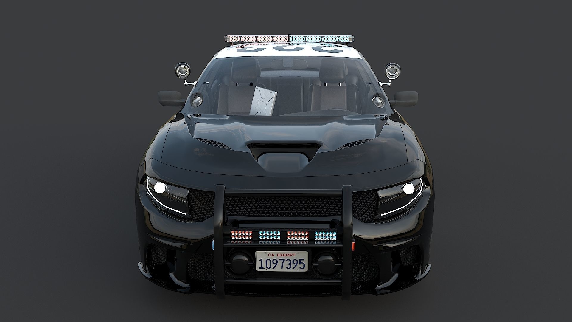 Four police cars of the Dodge Charger SRT and Hellcat brand 3D Model Collection_9