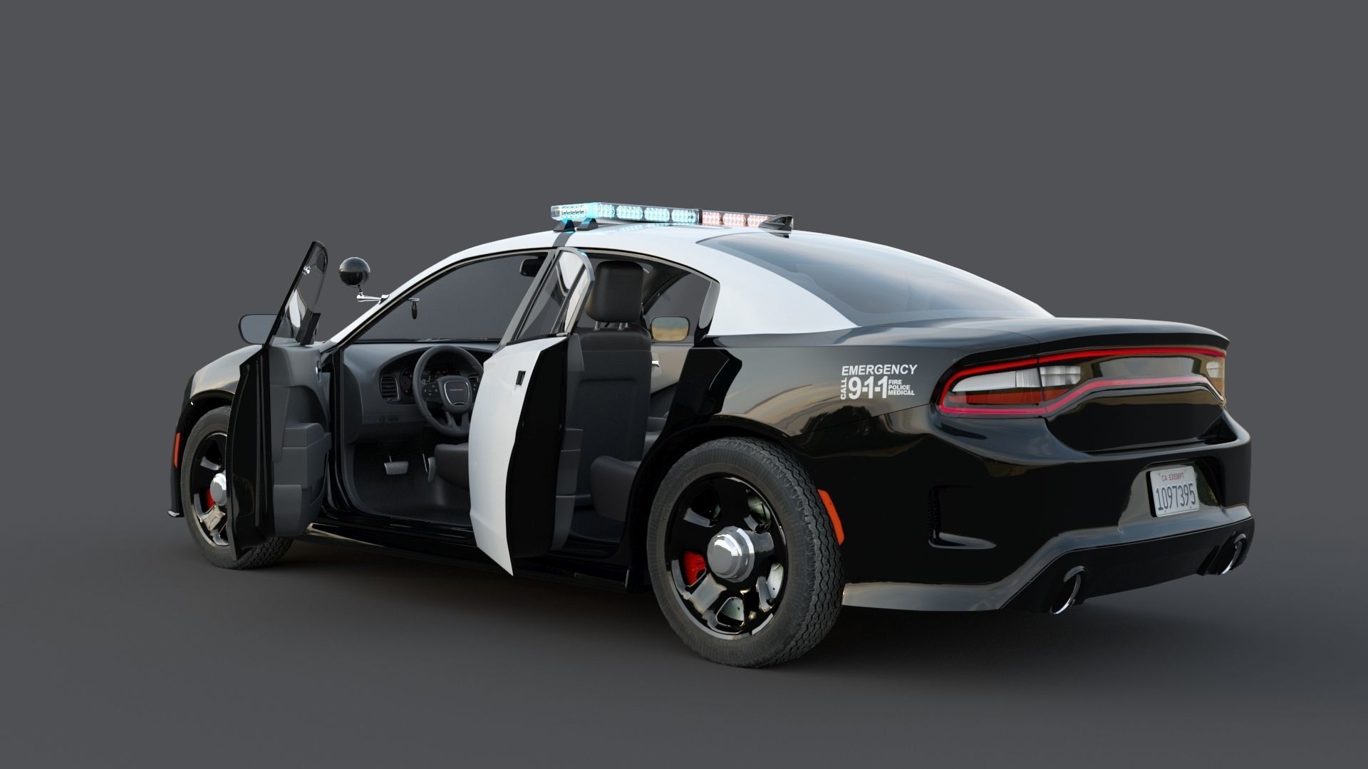 Four police cars of the Dodge Charger SRT and Hellcat brand 3D Model Collection_41