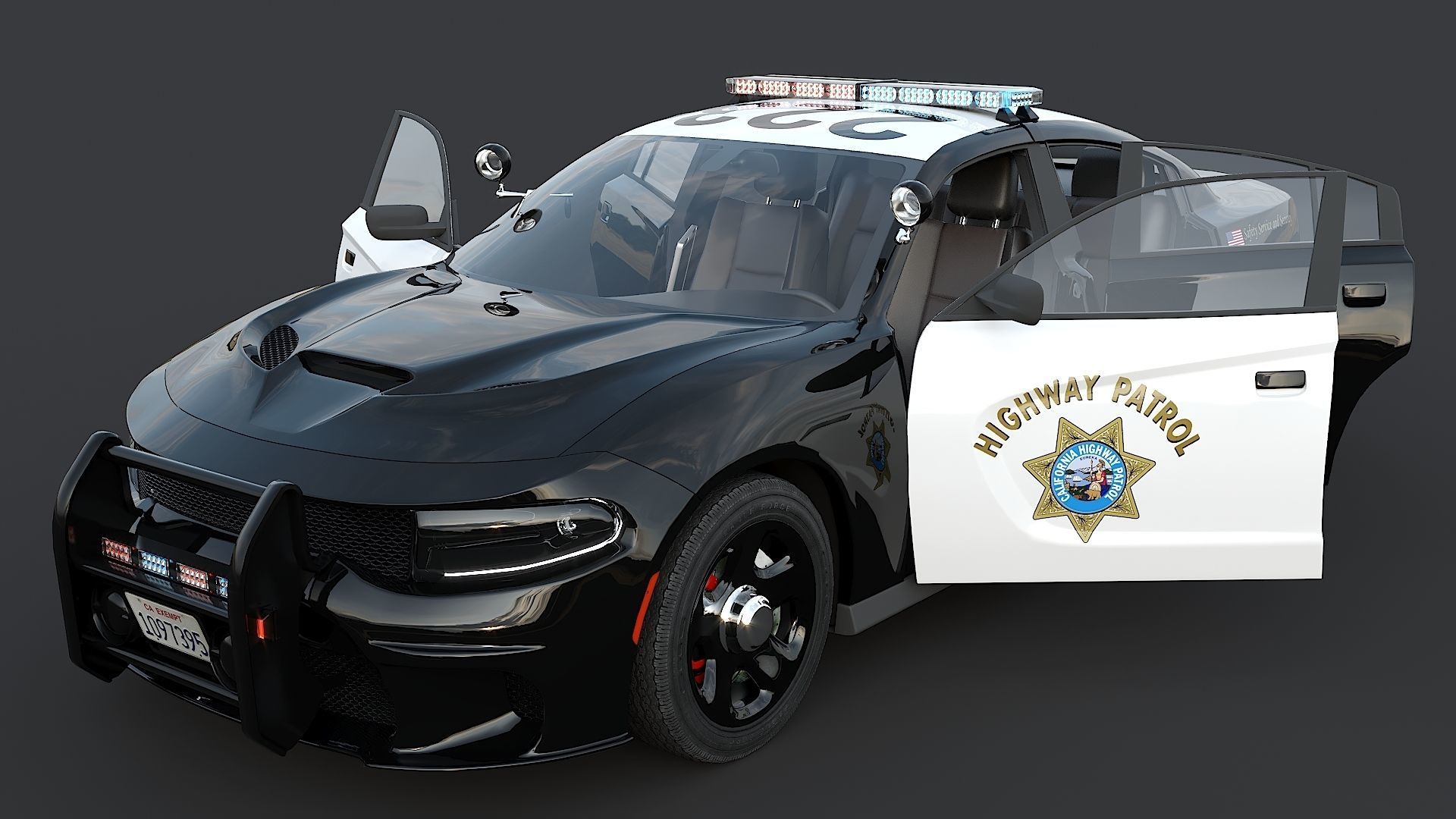 Four police cars of the Dodge Charger SRT and Hellcat brand 3D Model Collection_3