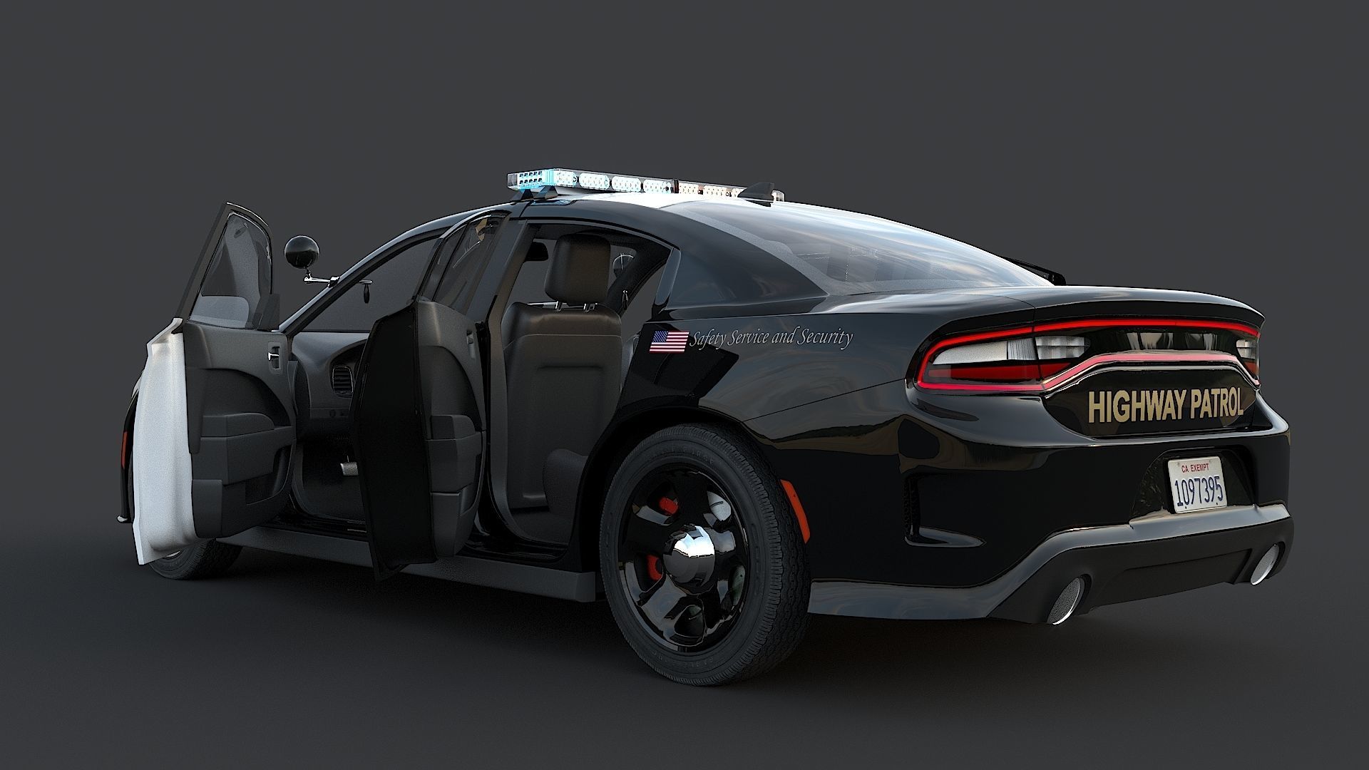 Four police cars of the Dodge Charger SRT and Hellcat brand 3D Model Collection_6