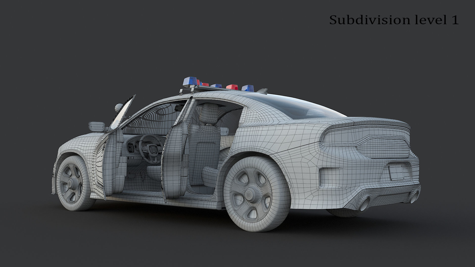 Four police cars of the Dodge Charger SRT and Hellcat brand 3D Model Collection_67