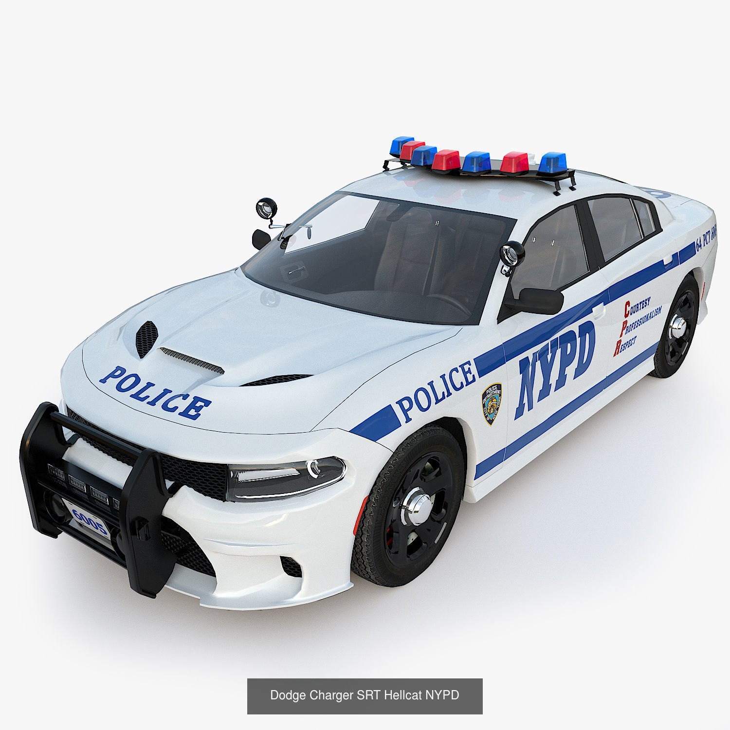 Four police cars of the Dodge Charger SRT and Hellcat brand 3D Model Collection_57