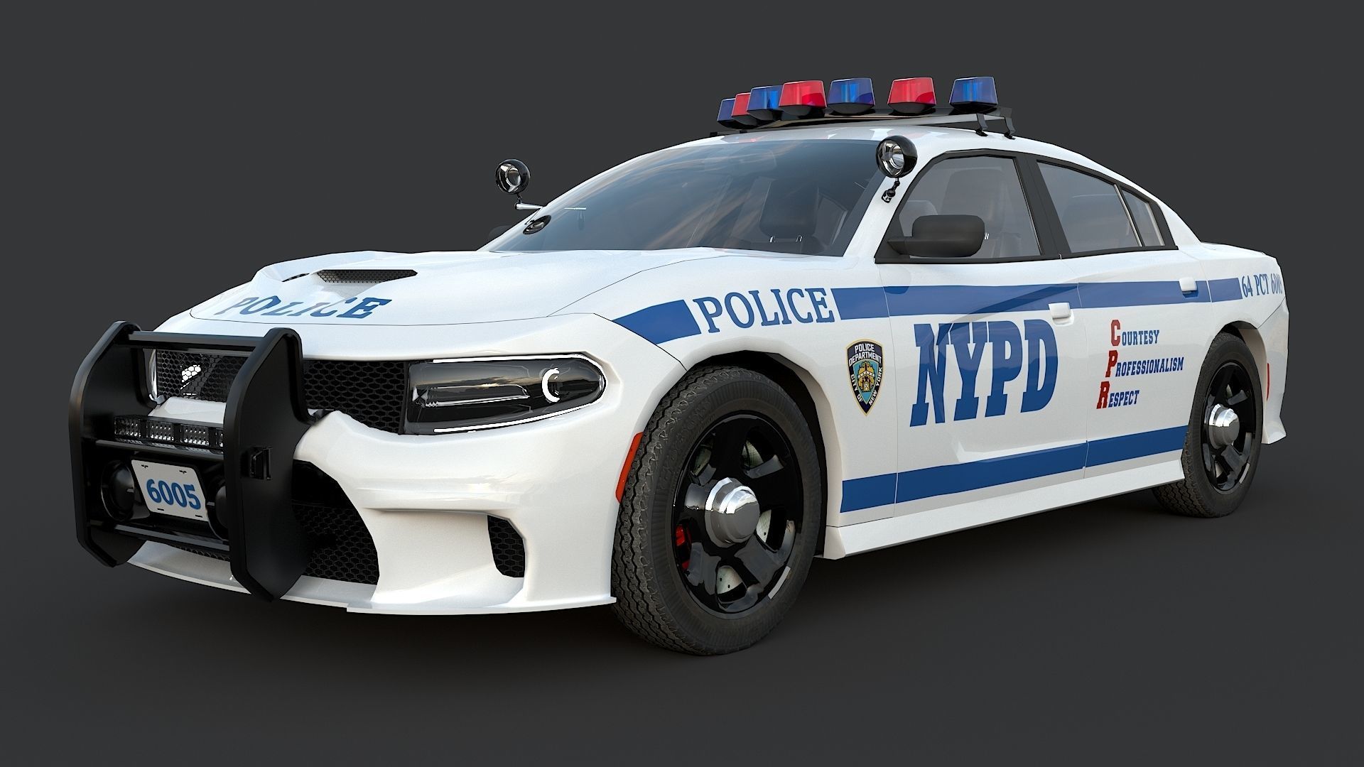 Four police cars of the Dodge Charger SRT and Hellcat brand 3D Model Collection_61