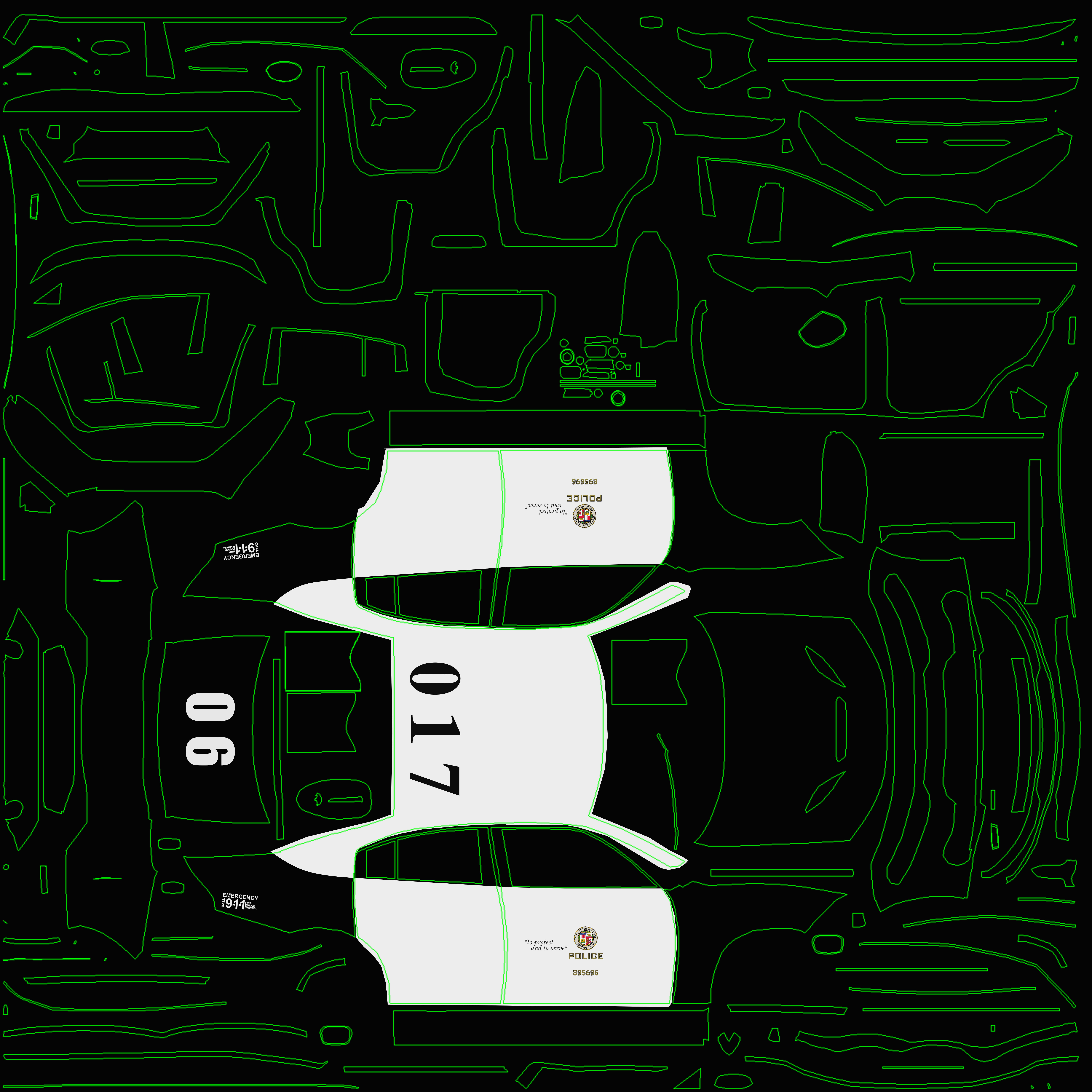 Four police cars of the Dodge Charger SRT and Hellcat brand 3D Model Collection_56