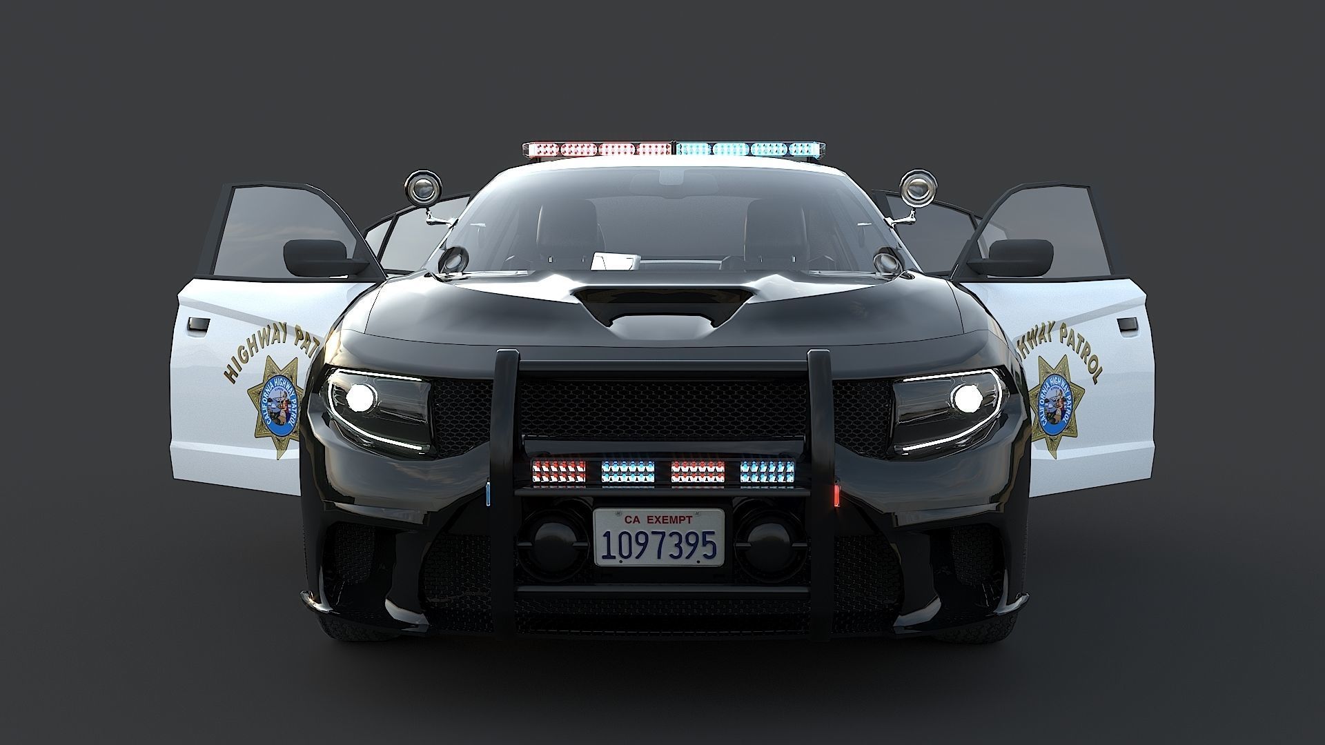 Four police cars of the Dodge Charger SRT and Hellcat brand 3D Model Collection_8