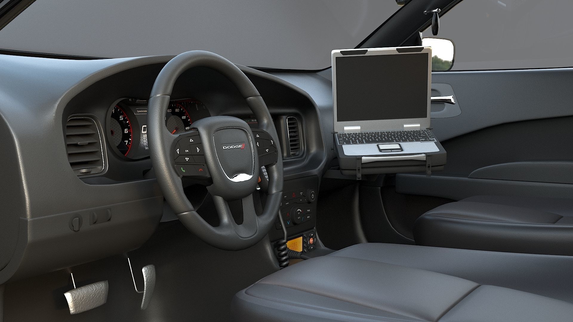 Four police cars of the Dodge Charger SRT and Hellcat brand 3D Model Collection_40