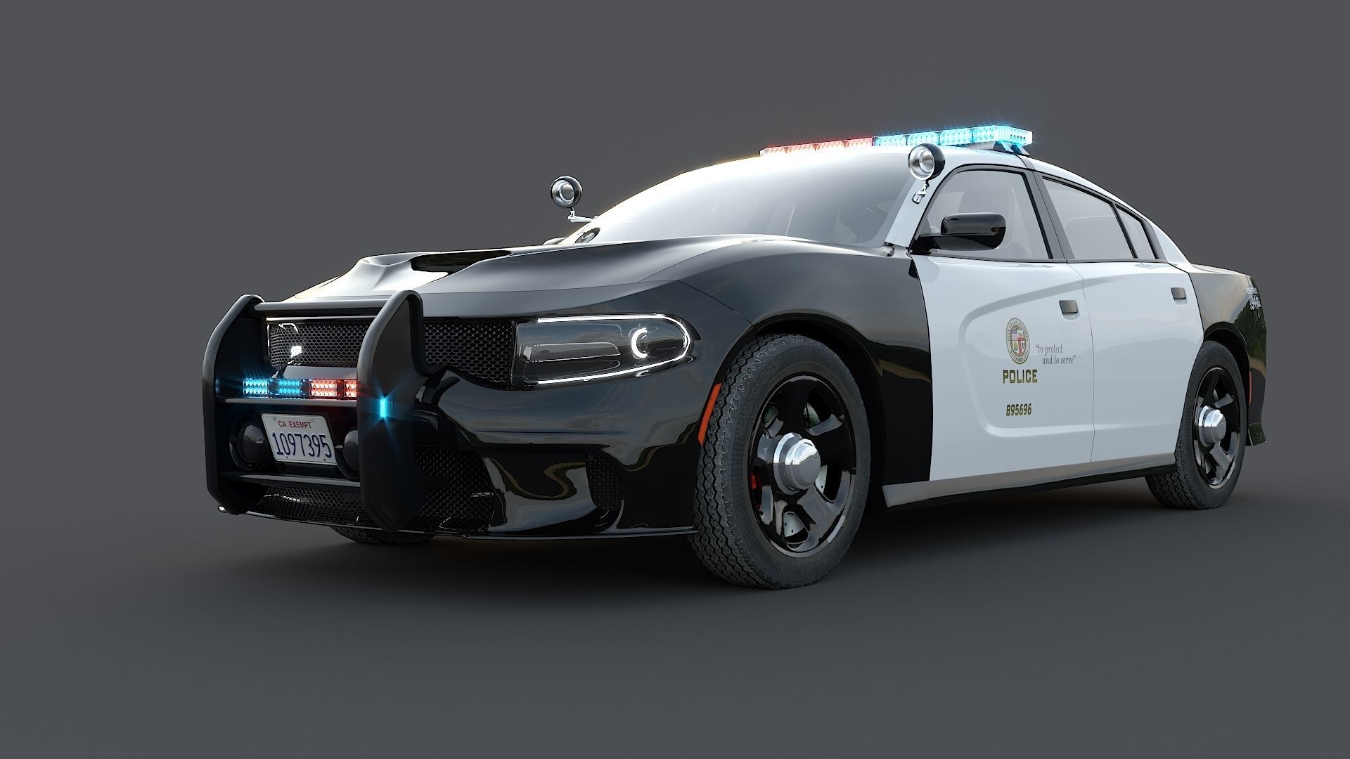 Four police cars of the Dodge Charger SRT and Hellcat brand 3D Model Collection_44