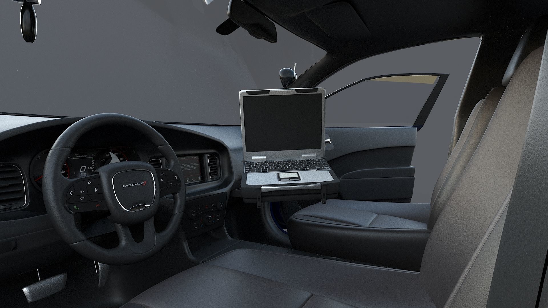 Four police cars of the Dodge Charger SRT and Hellcat brand 3D Model Collection_85