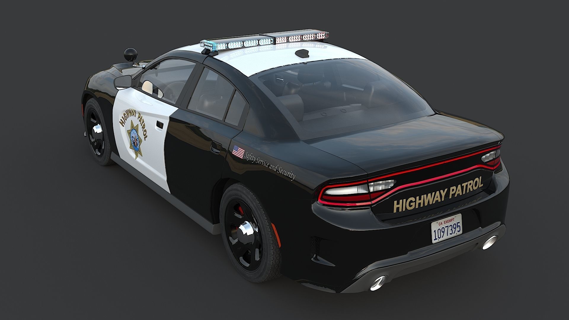 Four police cars of the Dodge Charger SRT and Hellcat brand 3D Model Collection_11